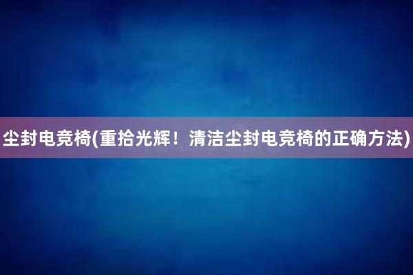 尘封电竞椅(重拾光辉！清洁尘封电竞椅的正确方法)