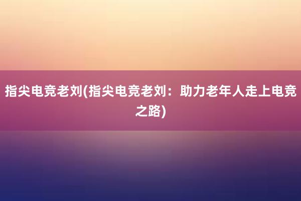 指尖电竞老刘(指尖电竞老刘：助力老年人走上电竞之路)