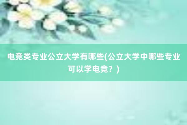 电竞类专业公立大学有哪些(公立大学中哪些专业可以学电竞？)