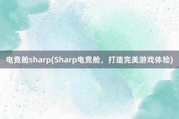 电竞舱sharp(Sharp电竞舱，打造完美游戏体验)