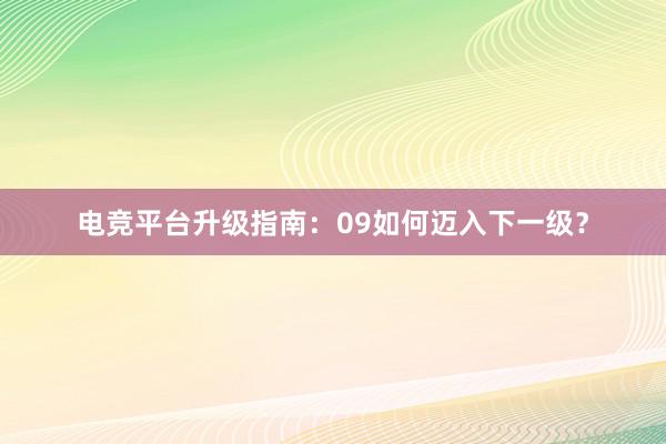 电竞平台升级指南：09如何迈入下一级？