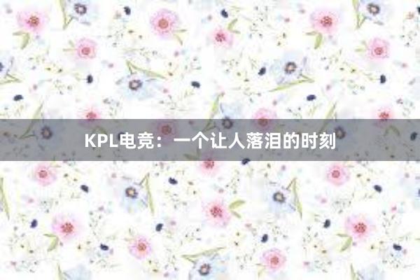 KPL电竞：一个让人落泪的时刻