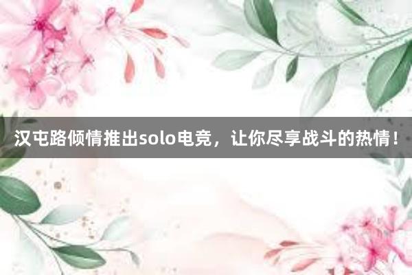 汉屯路倾情推出solo电竞，让你尽享战斗的热情！