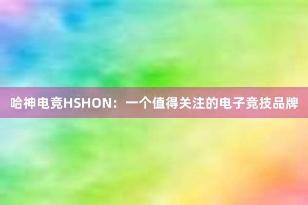 哈神电竞HSHON：一个值得关注的电子竞技品牌