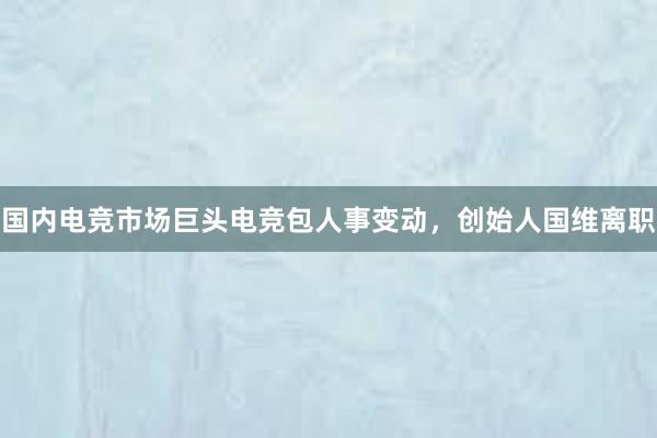 国内电竞市场巨头电竞包人事变动，创始人国维离职